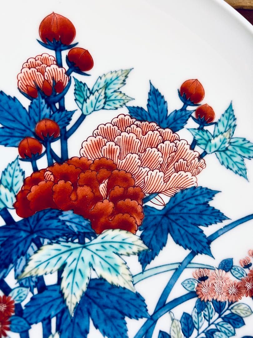 人間国宝　十四代今泉今右衛門　錦芙蓉絵額皿　飾り皿