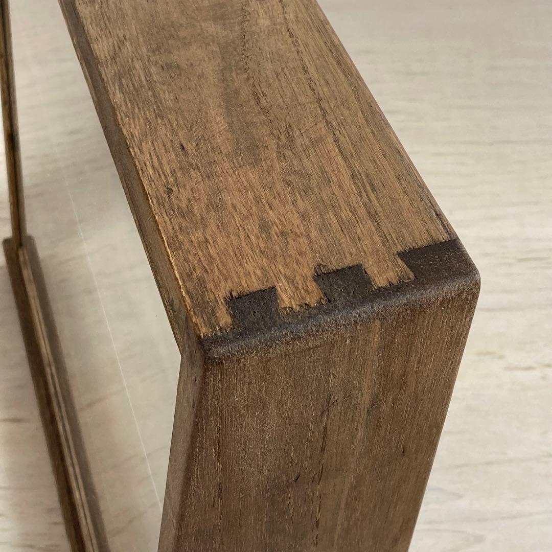 g290 古い木製 傾斜のガラスケース 3段 卓上ショーケース オープンタイプ