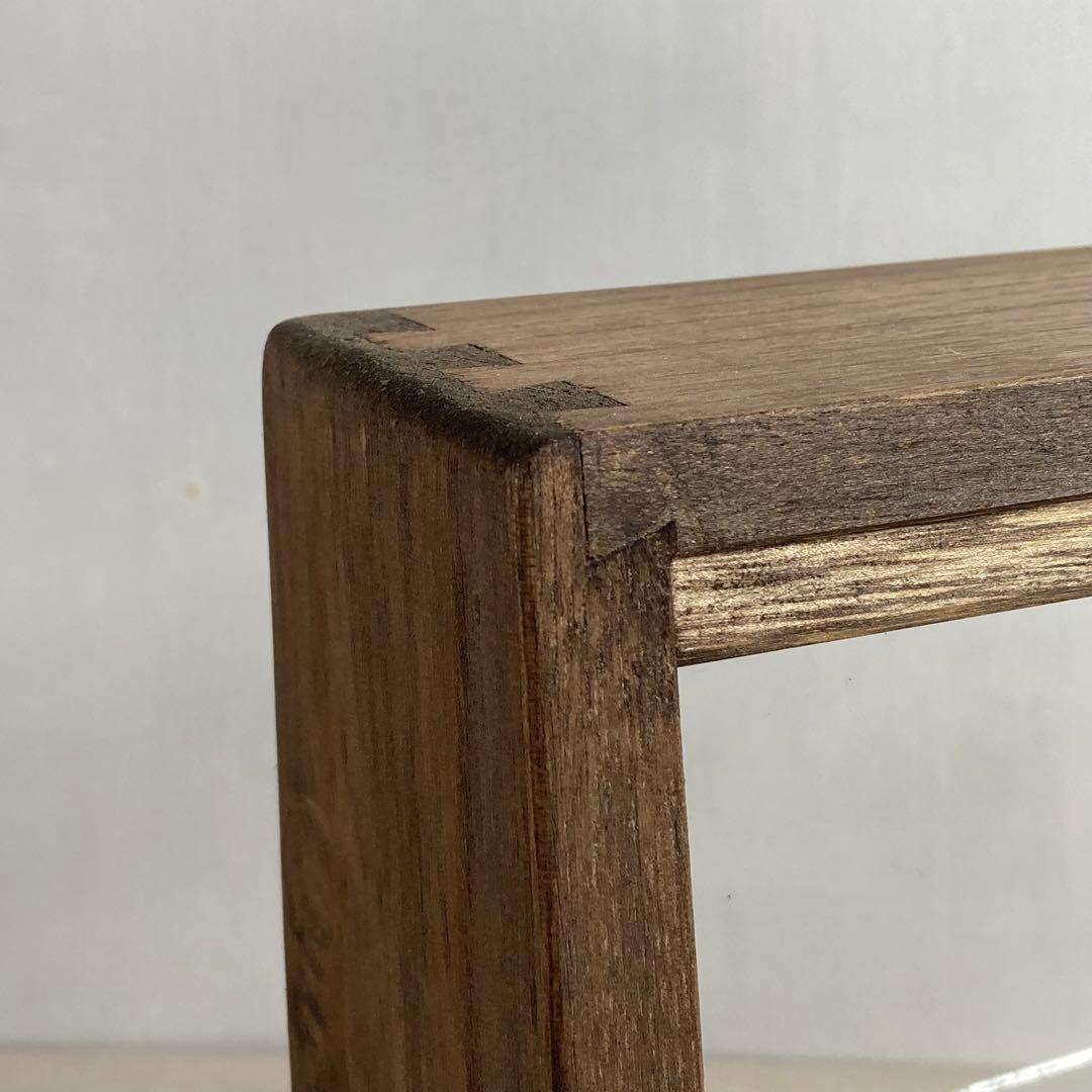 g290 古い木製 傾斜のガラスケース 3段 卓上ショーケース オープンタイプ