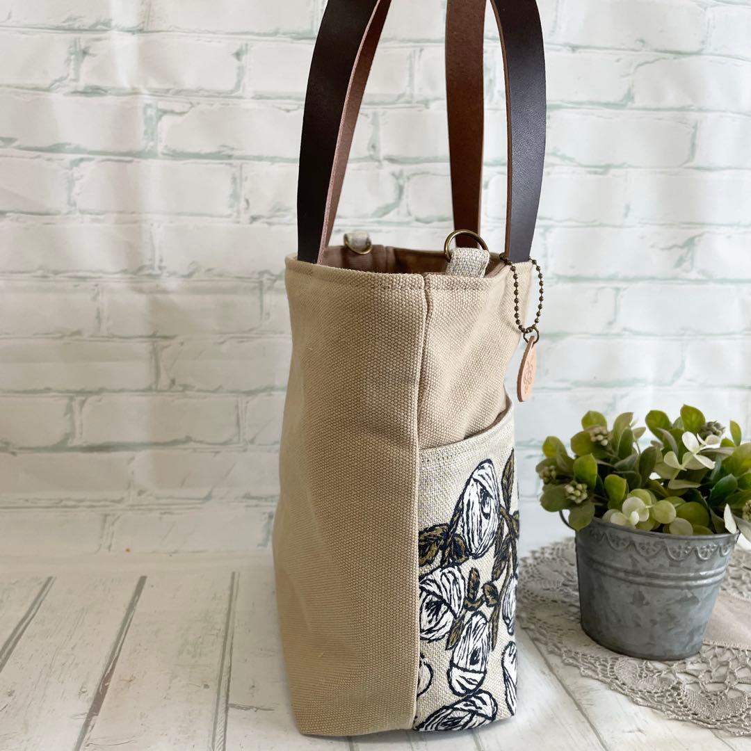 ハンドメイド　ミニポケットトートバッグ　rosy　289