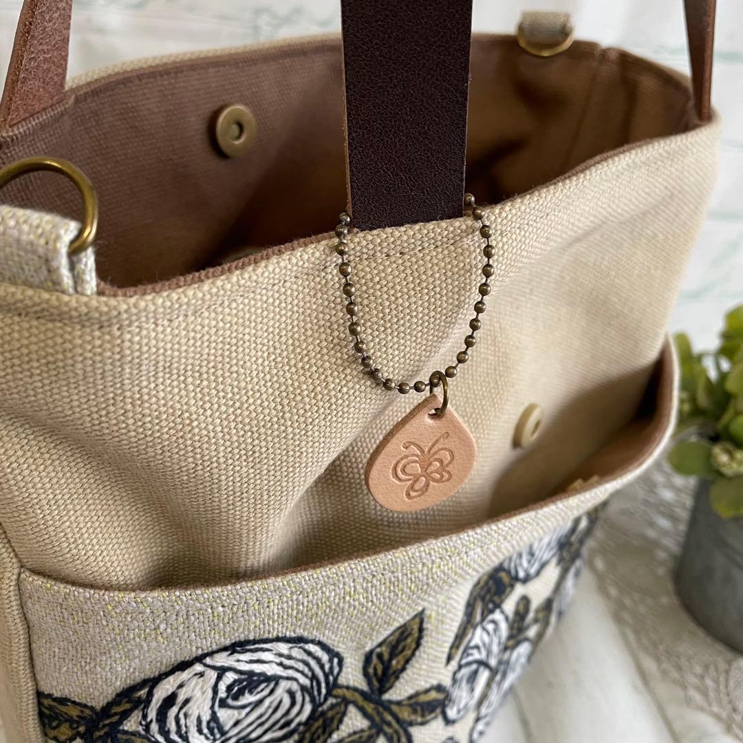 ハンドメイド　ミニポケットトートバッグ　rosy　289