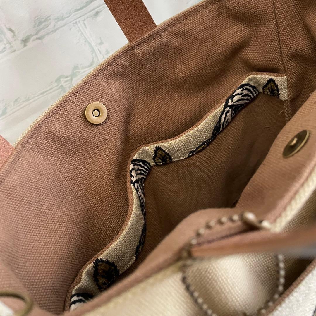 ハンドメイド　ミニポケットトートバッグ　rosy　289