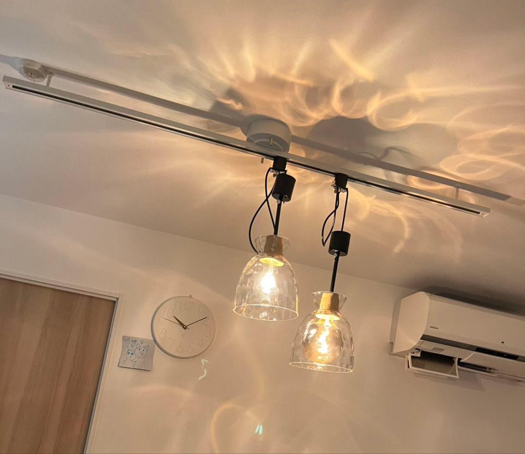 クリアガラス ペンダントライト 2灯（電球別）