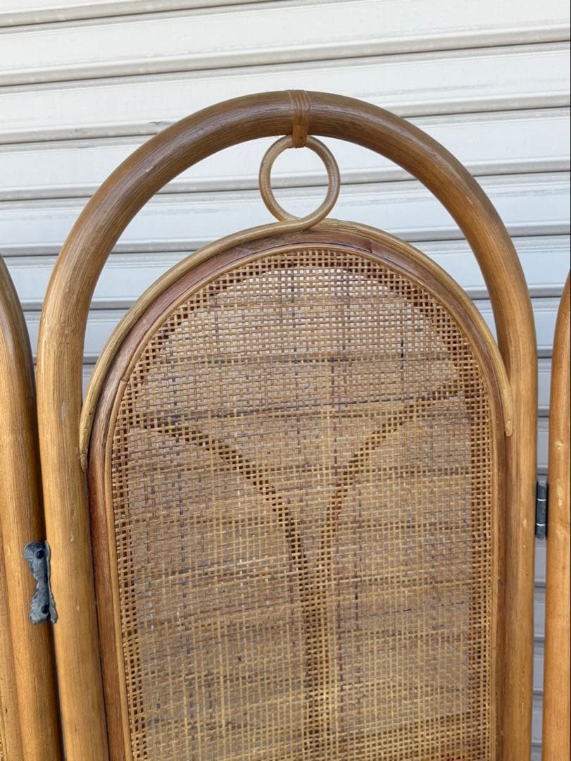 【送料込み】ラタン家具　パーテーション　4連　アーチ型　籐家具　ジャパンディ家具