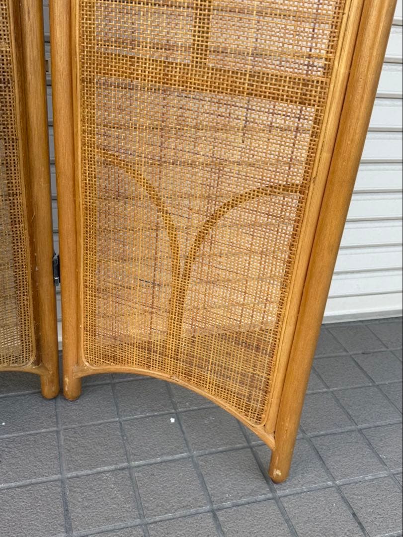 【送料込み】ラタン家具　パーテーション　4連　アーチ型　籐家具　ジャパンディ家具