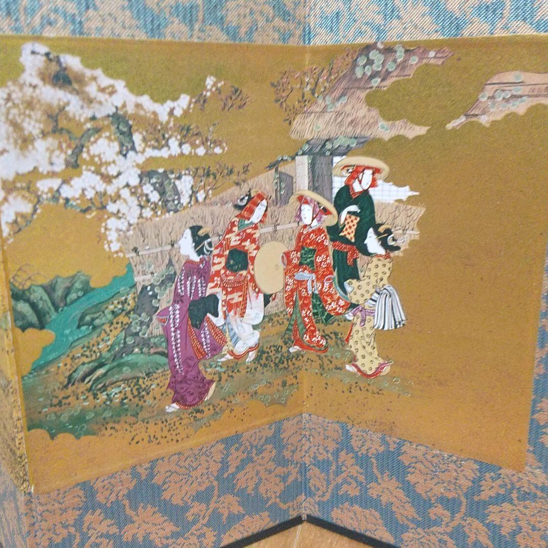 屏風絵  四季美人肉筆画  西川祐信筆