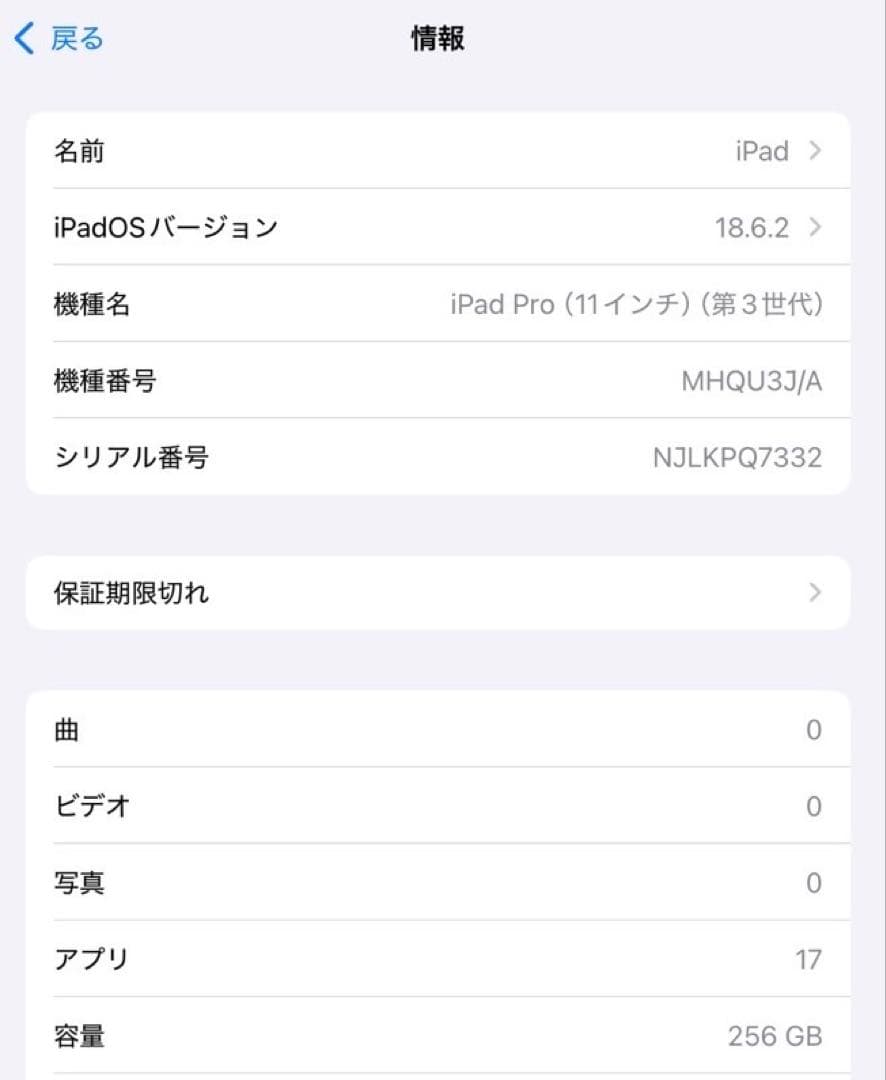 iPadPro第3世代11インチ256Gシルバー