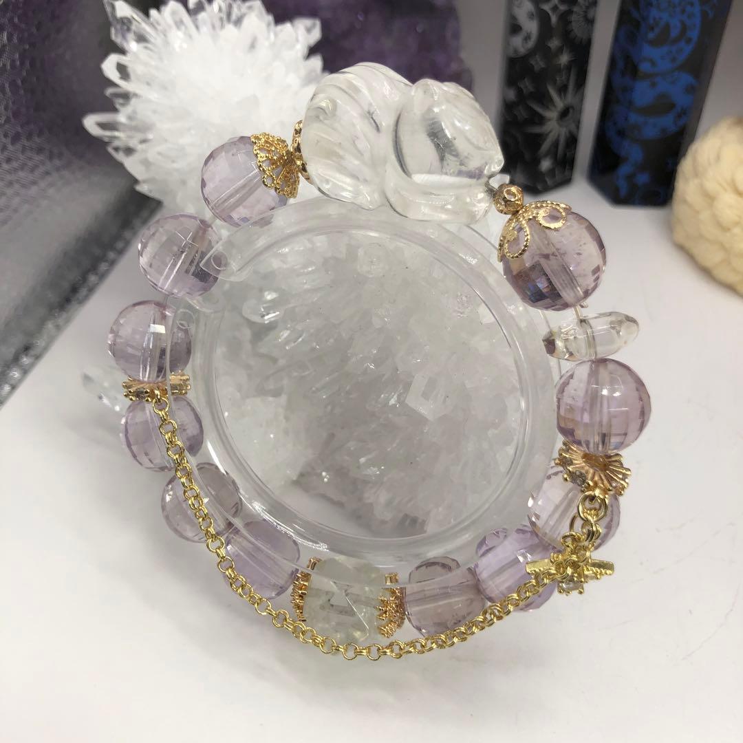 天然石　パワーストーン　クリスタル アメジスト 九尾ブレスレット　水晶 お守り