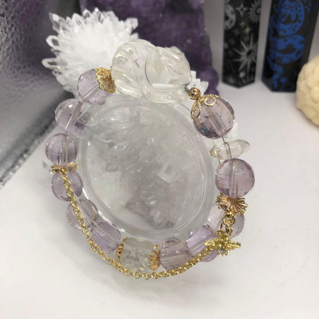 天然石　パワーストーン　クリスタル アメジスト 九尾ブレスレット　水晶 お守り