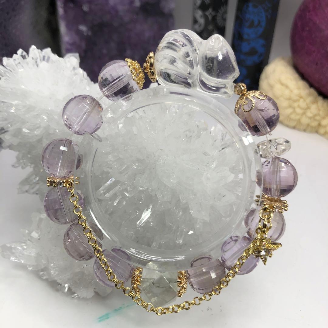 天然石　パワーストーン　クリスタル アメジスト 九尾ブレスレット　水晶 お守り