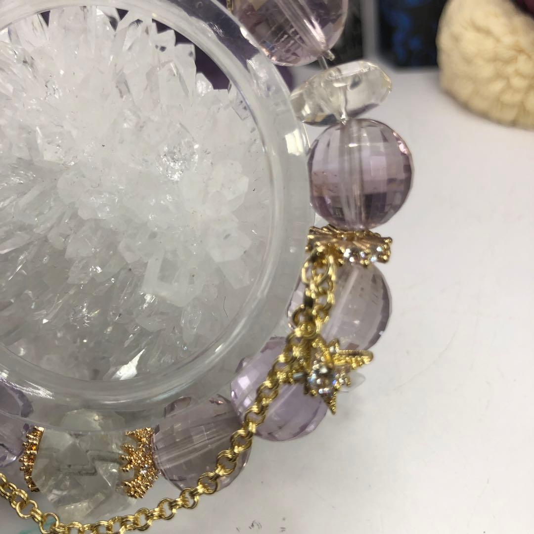 天然石　パワーストーン　クリスタル アメジスト 九尾ブレスレット　水晶 お守り