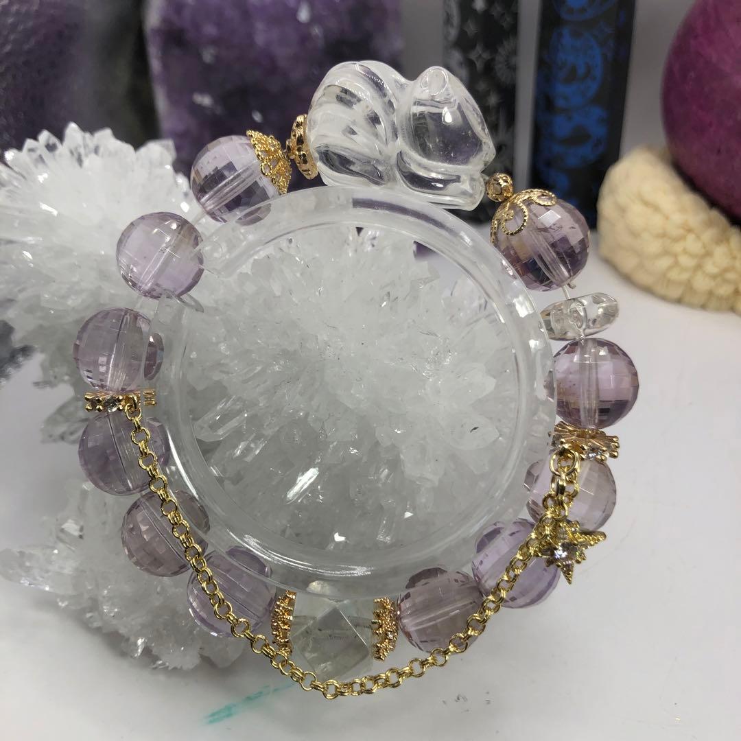 天然石　パワーストーン　クリスタル アメジスト 九尾ブレスレット　水晶 お守り