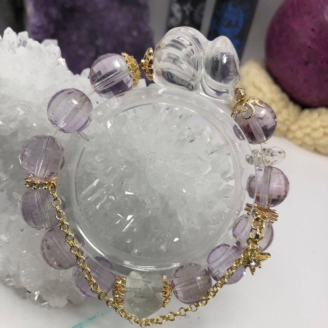 天然石　パワーストーン　クリスタル アメジスト 九尾ブレスレット　水晶 お守り