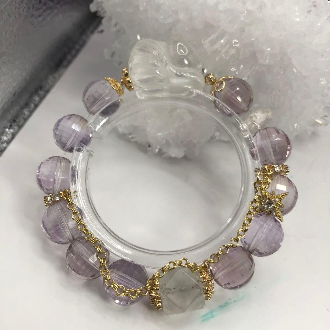 天然石　パワーストーン　クリスタル アメジスト 九尾ブレスレット　水晶 お守り