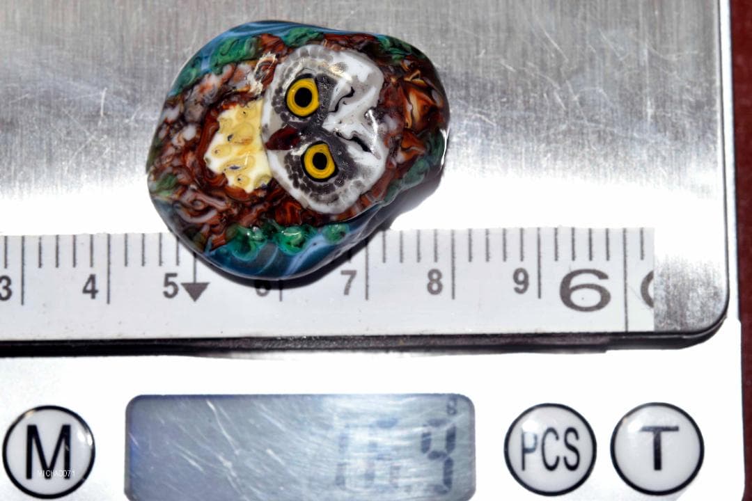 フクロウのトンボ玉 ガラスのジュエリー 12833-451ペンダントトップ作家