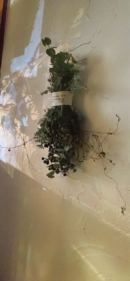 かお〜アンティークあじさいとグリーン実物のリース○葡萄とユーカリのスワッグ