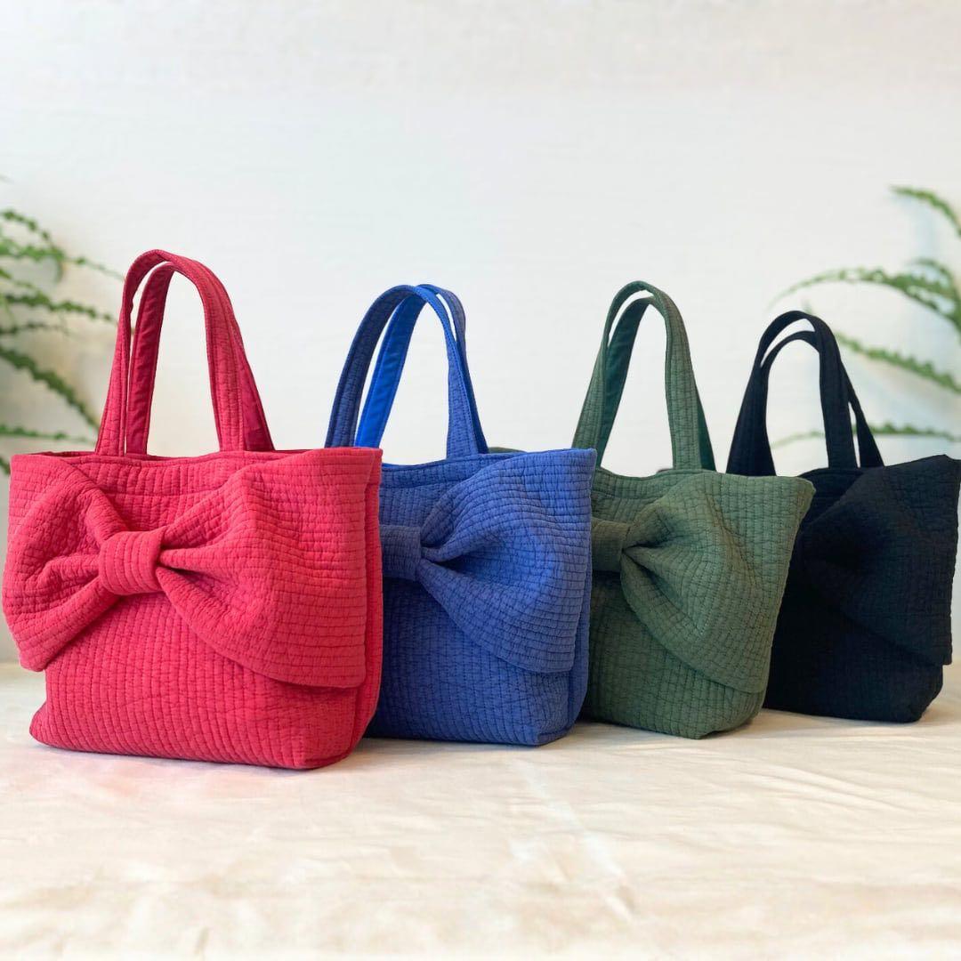 リボンヌビバッグ仕切り付き　イブルバッグ　レッド　韓国ヌビバッグ　多機能大容量