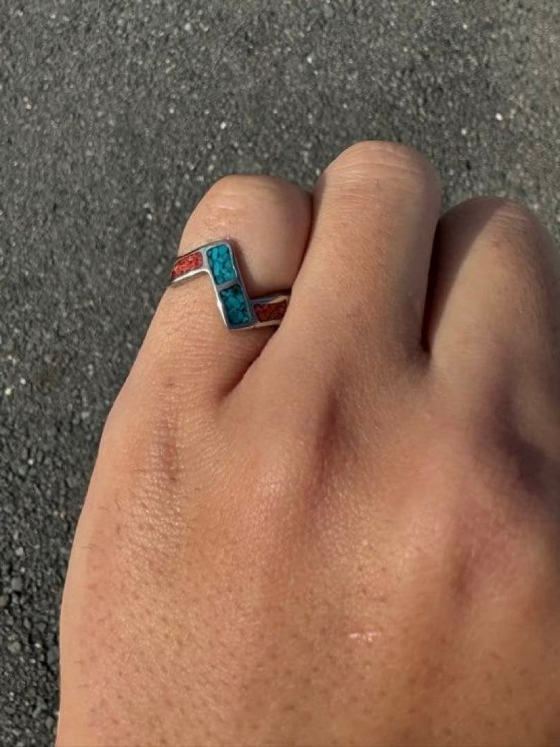 Vintage ズニ　シルバー　コーラル　リング