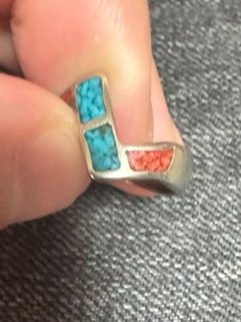 Vintage ズニ　シルバー　コーラル　リング