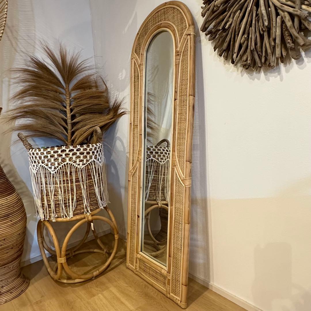 【在庫処分】バリ島ラタンミラー　姿見　高さ150cm 通常66,000円がなんと