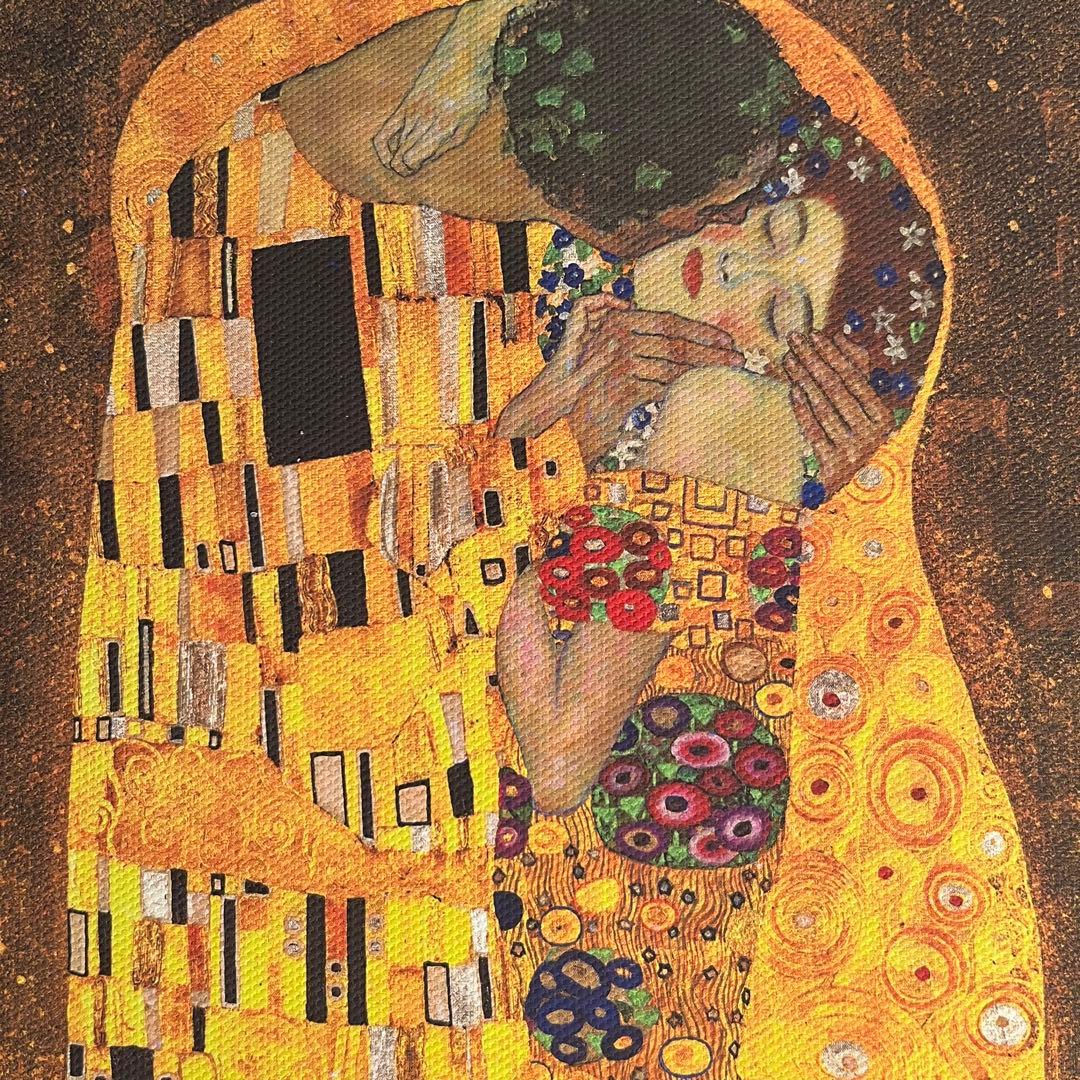 キャンバスプリントアートクリムト 接吻 キス 絵画 額付き インテリア