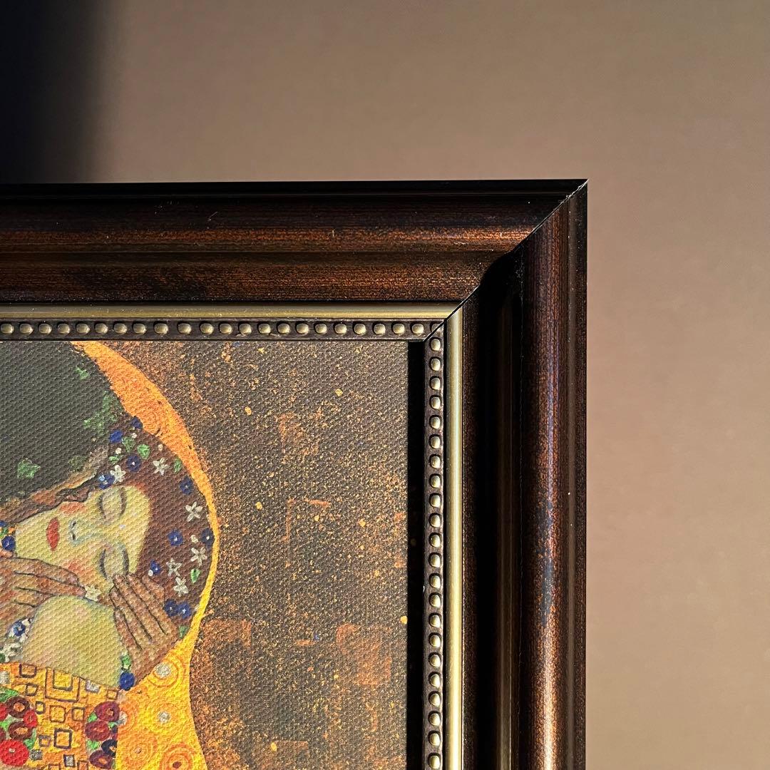 キャンバスプリントアートクリムト 接吻 キス 絵画 額付き インテリア