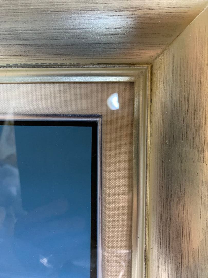 ビョンヴィンブラッド　大型シルバー額ビンテージブルーシルエット少女横顔の額装！