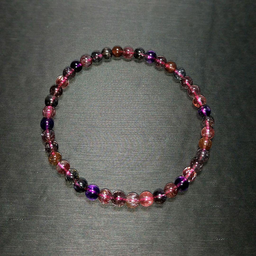 【極上,超小粒】マルチスーパーセブン　４㎜　ブレスレット　美品　希少