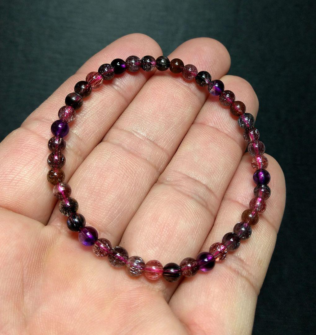 【極上,超小粒】マルチスーパーセブン　４㎜　ブレスレット　美品　希少