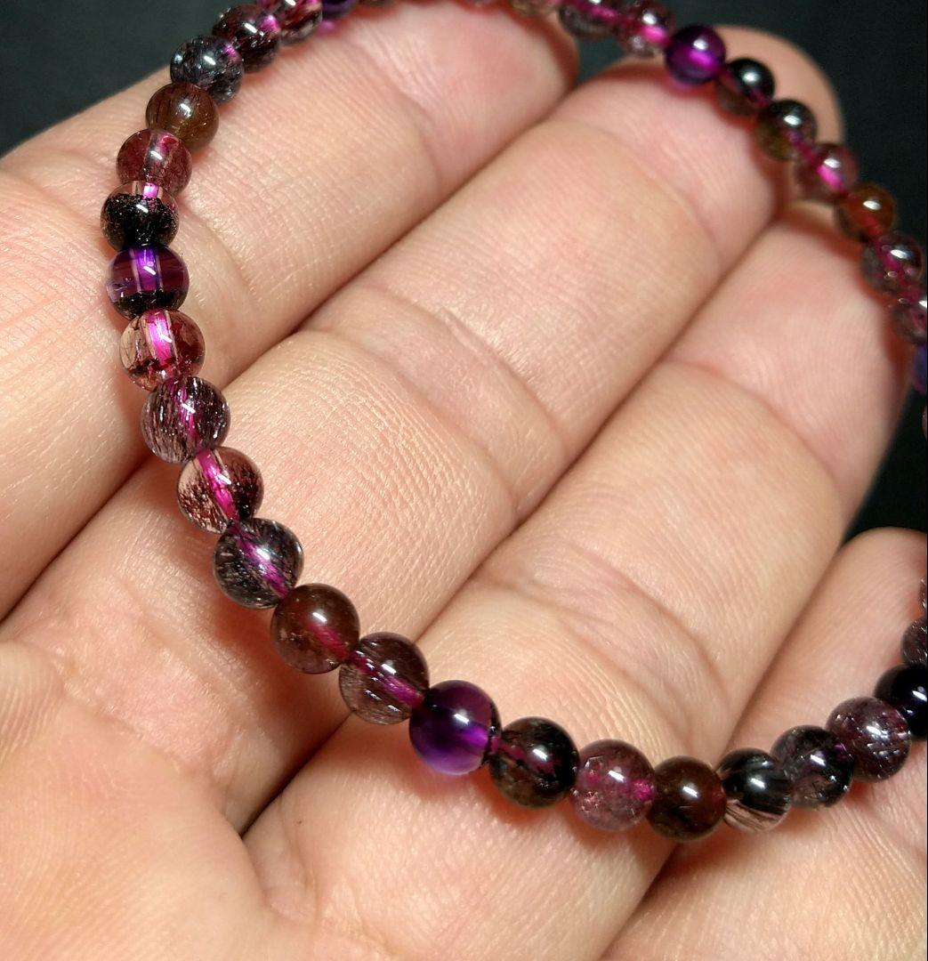 【極上,超小粒】マルチスーパーセブン　４㎜　ブレスレット　美品　希少