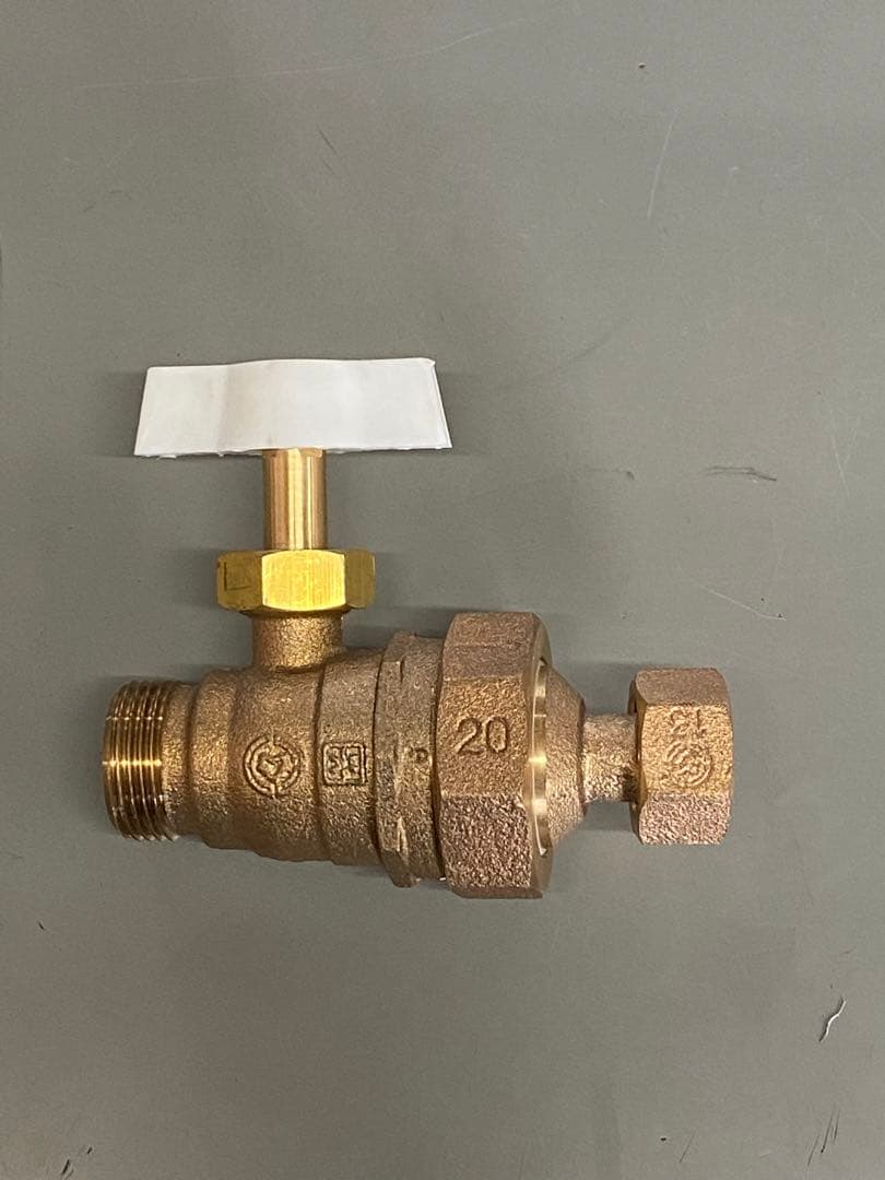 前澤　逆ボ止水栓20×13 KS型　平行おねじ　伸縮　樹脂ハンドル