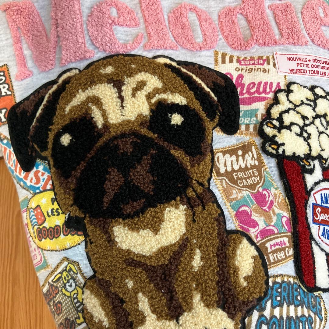 ハンドメイドバックデニムリメイクパッチワーク丸底バケツトートバック⭐︎パグちゃん