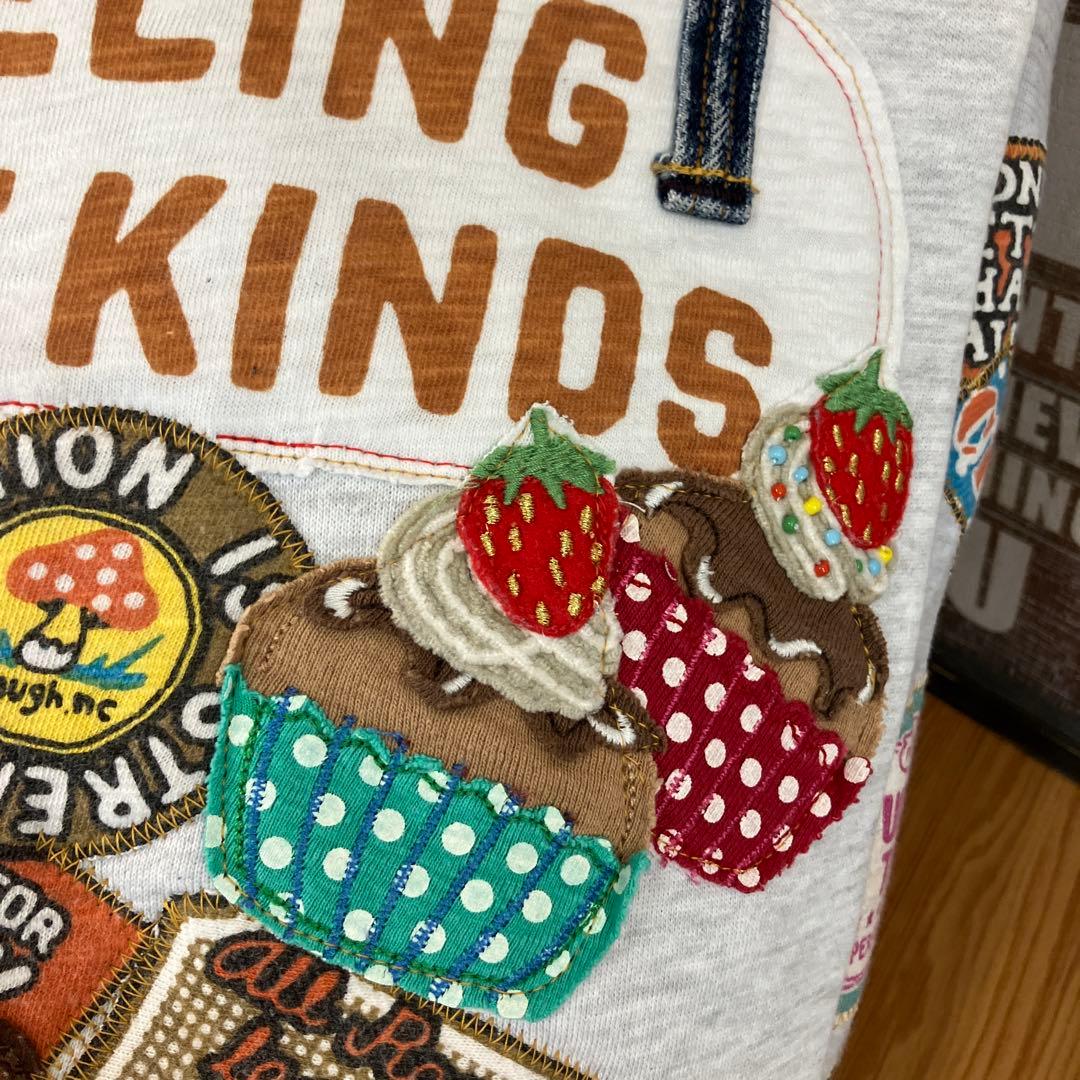 ハンドメイドバックデニムリメイクパッチワーク丸底バケツトートバック⭐︎パグちゃん