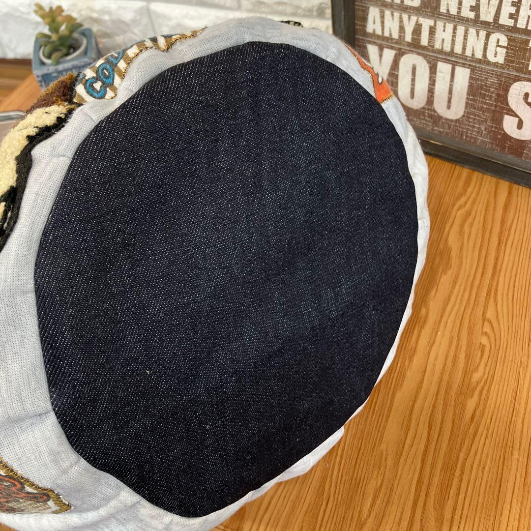 ハンドメイドバックデニムリメイクパッチワーク丸底バケツトートバック⭐︎パグちゃん