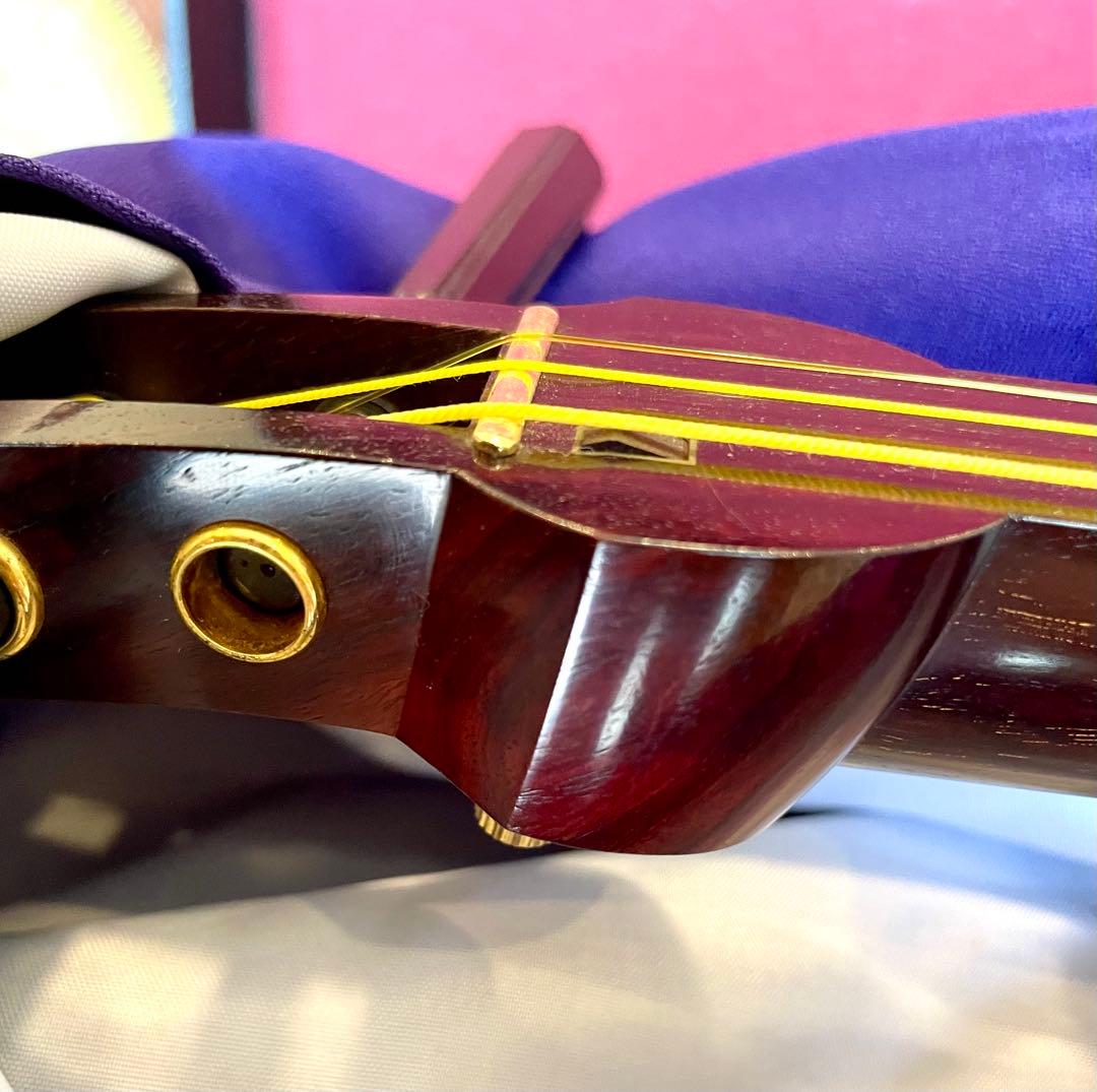 三味線本体 木製 3本弦 紫色ケース付き