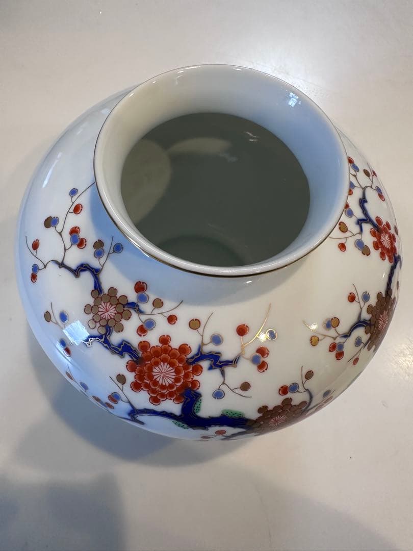 【美品】深川製磁 花瓶 一対 大小2点セット 有田焼 染錦 金彩 富士印