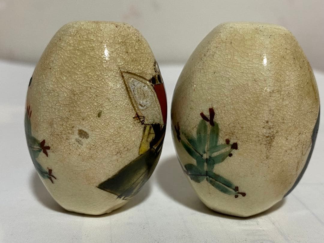 ♦️金彩緑釉色絵 六角面取り 弁慶勧進帳 風鎮 江戸 文化文政〜幕末 古美術骨董品