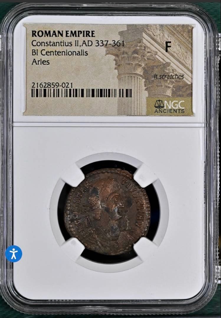 古代ローマ帝国 コンスタンティウス2世 AE貨 NGC鑑定済 AD337–361
