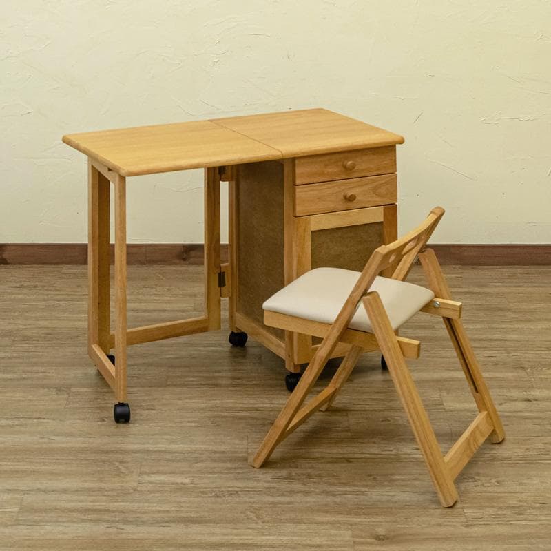 《新品・送料無料》木製折りたたみデスク＆チェア　BR/NA
