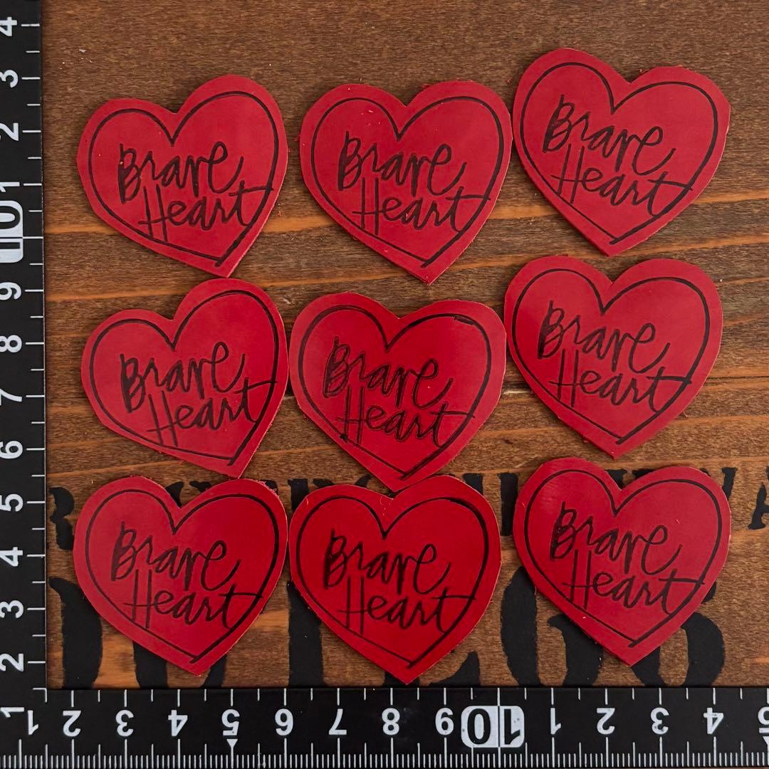 ビンテージ革タグレザータグ　ダイカットハートタグ④500