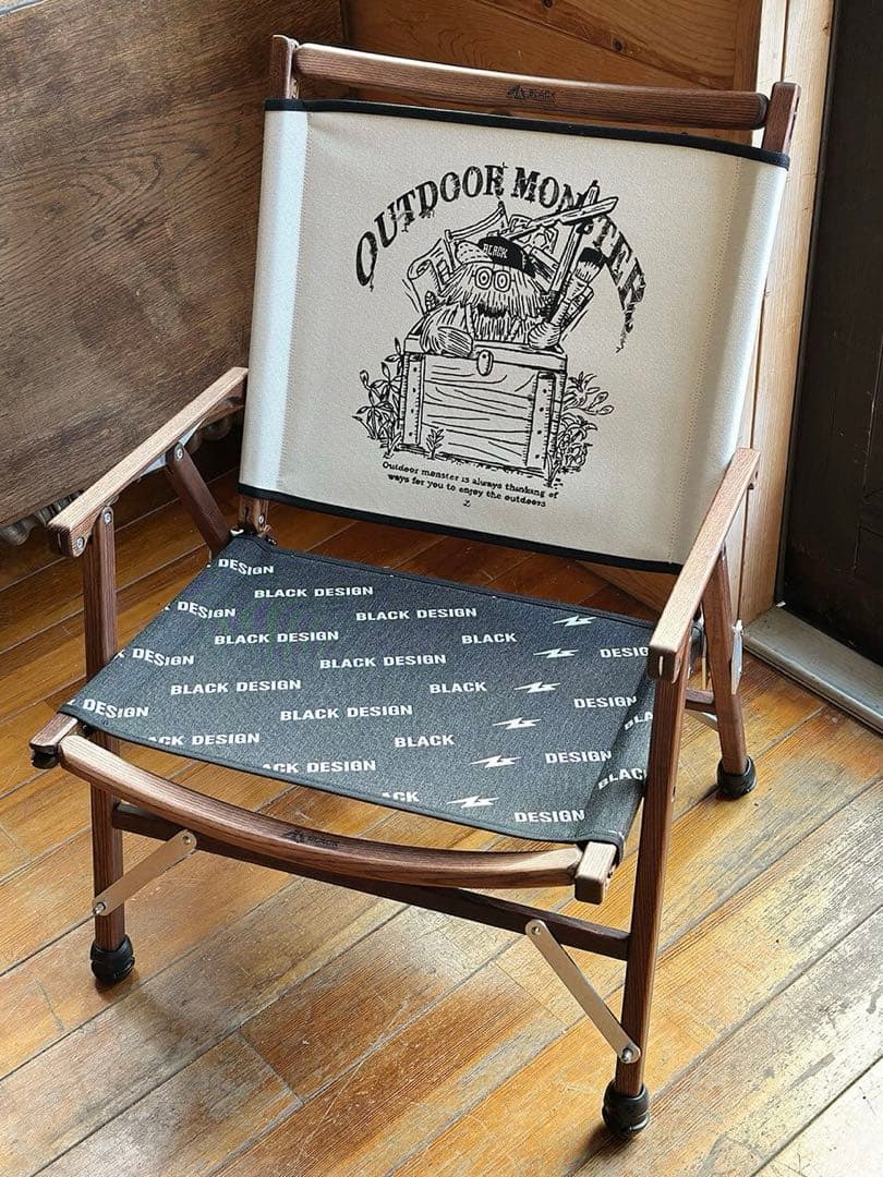 新品未開封 BLACK DESIGN BD ロー チェアー ODM 柄 ブラック