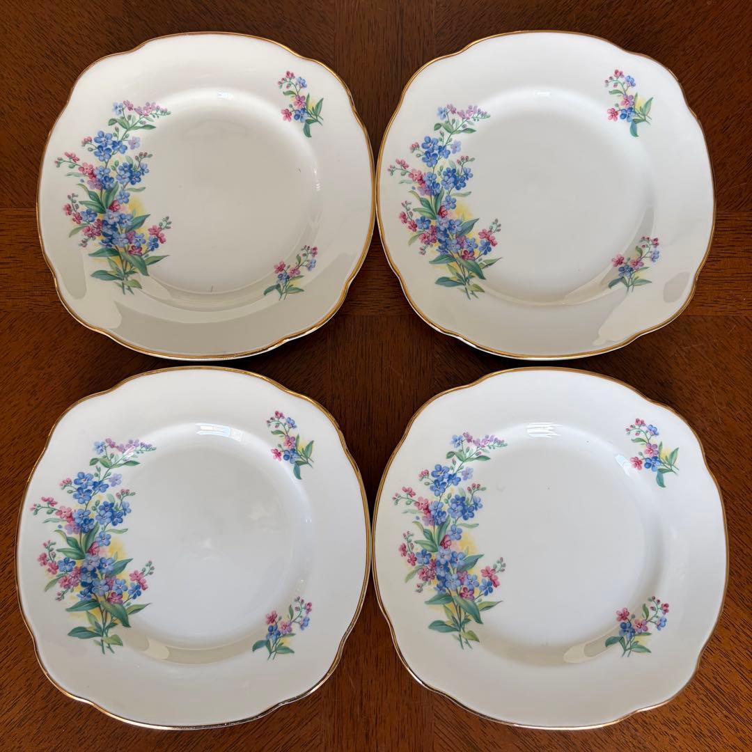 【英国ビンテージ】ダッチェス★勿忘草★ケーキ皿　4枚