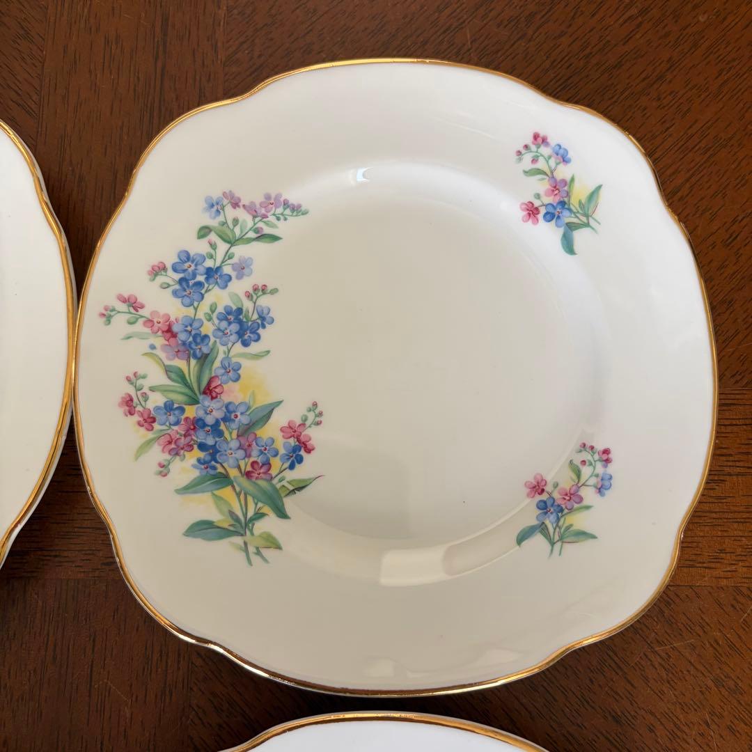 【英国ビンテージ】ダッチェス★勿忘草★ケーキ皿　4枚