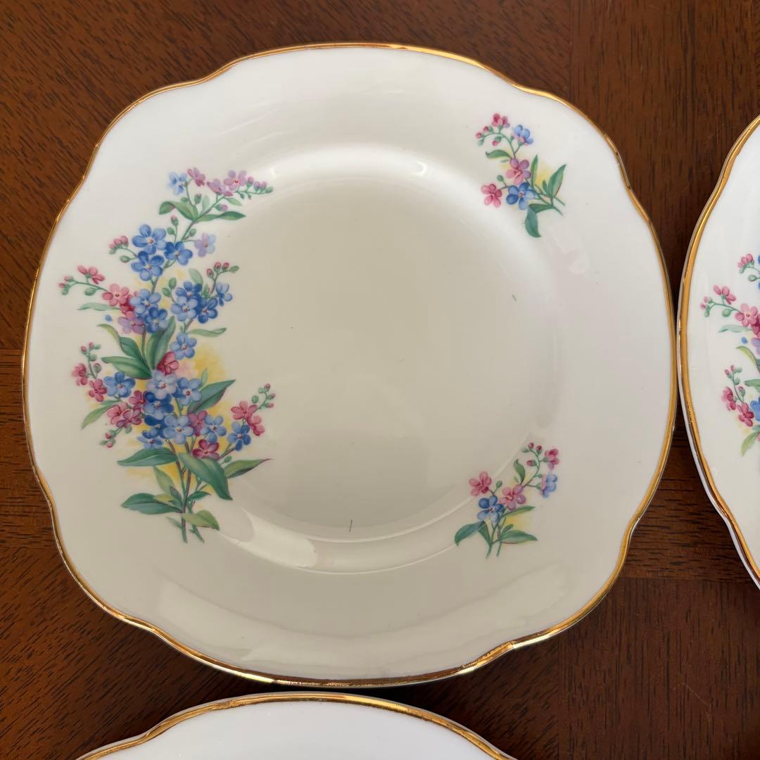 【英国ビンテージ】ダッチェス★勿忘草★ケーキ皿　4枚