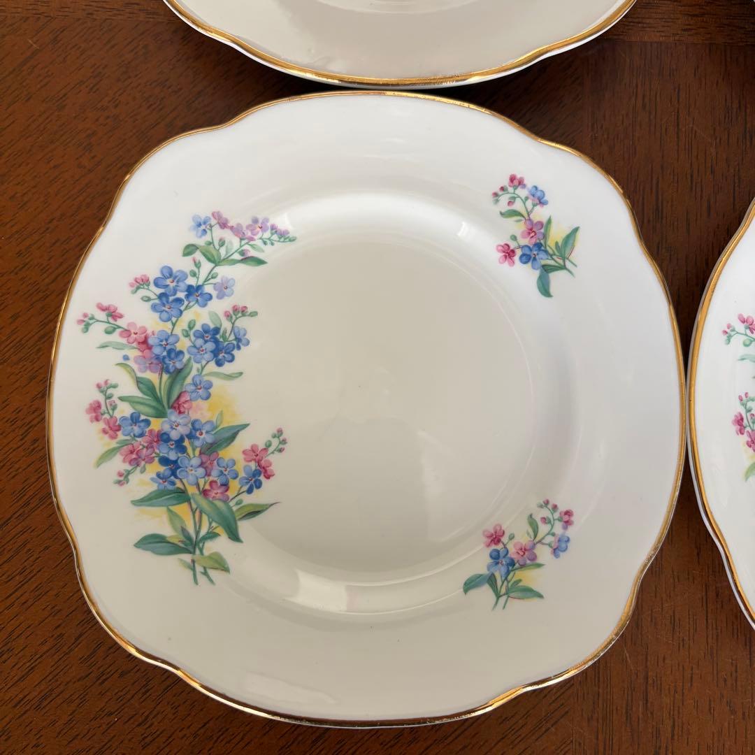 【英国ビンテージ】ダッチェス★勿忘草★ケーキ皿　4枚