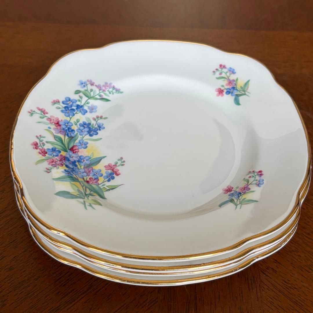 【英国ビンテージ】ダッチェス★勿忘草★ケーキ皿　4枚