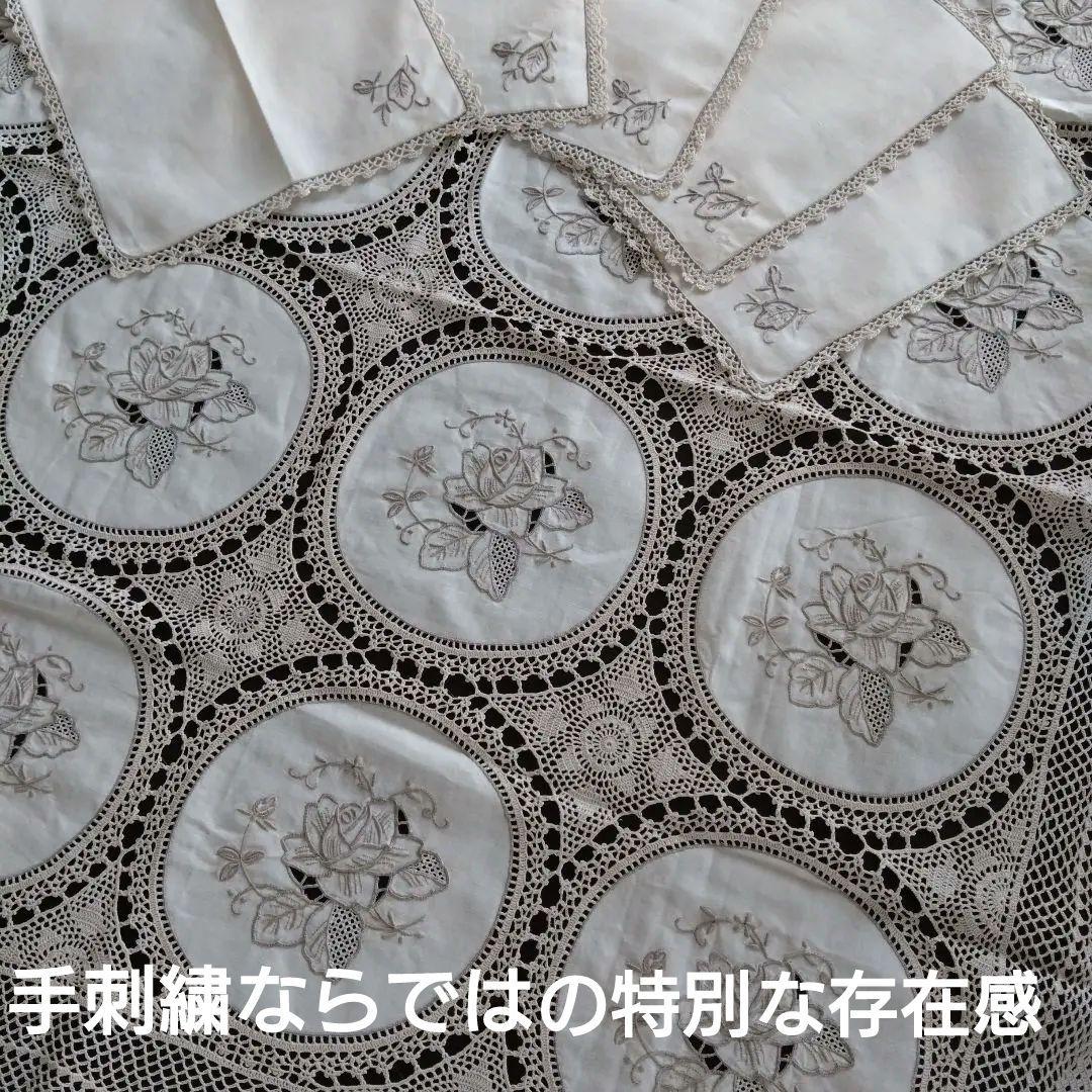 テーブルクロス レース アンティーク 汕頭 スワトウ 手刺繍 ナプキン5枚セット