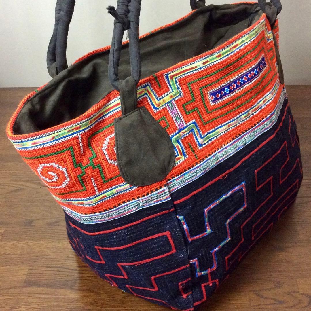 ★新品★モン族★古布刺繍リメイクマザーズトートバッグ★