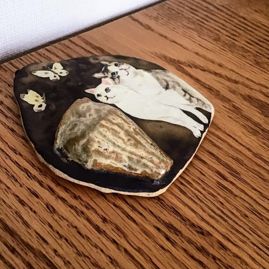 森安幸代　acne pottery studio 壁掛け一輪挿し　壁掛け花器　猫