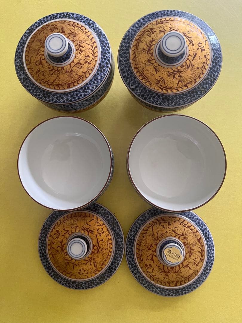 haru　清水焼　五座五重　蓋付き湯呑み　四客